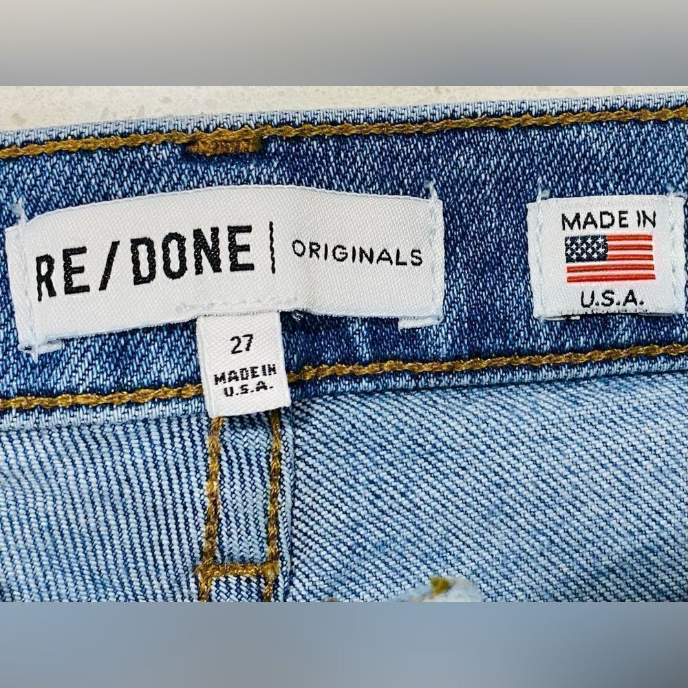 RE/DONE Stretch High Rise Straight Leg Jeans 27x28 Mid 90s Wash EUC - Picture 12 of 13